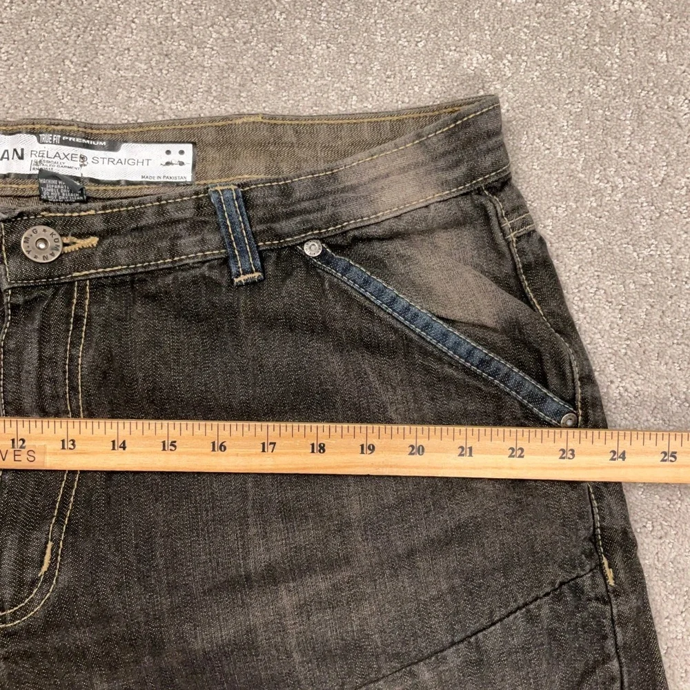 Koman Jeans Mens 40x32 Black Fade Wide Leg Relaxed Straight True Fit